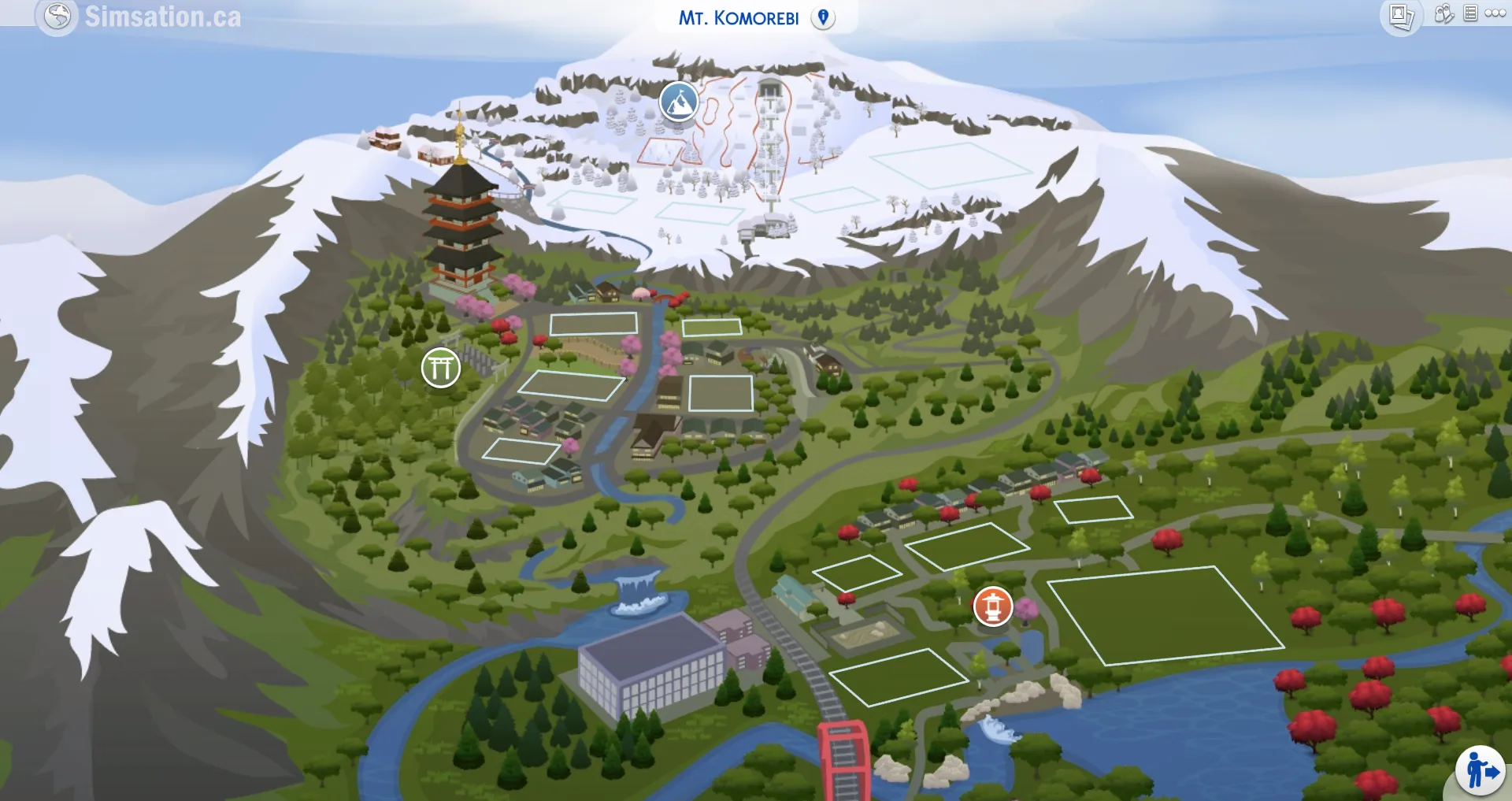 Unlabelled map of Mt. Komorebi showing bulldozed lots